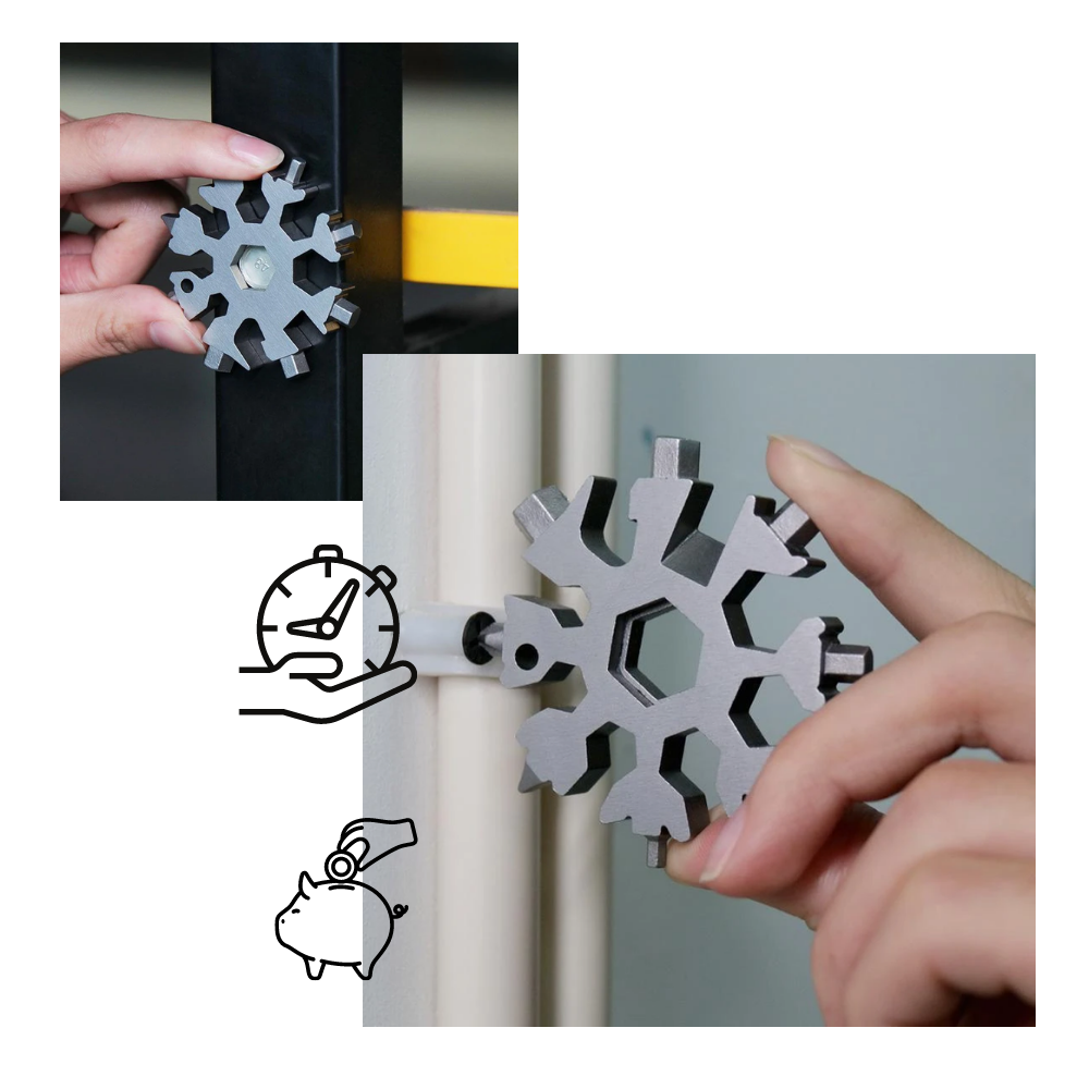 Outil Flocon de neige multifonctionnel 18-en-1 en acier inoxydable