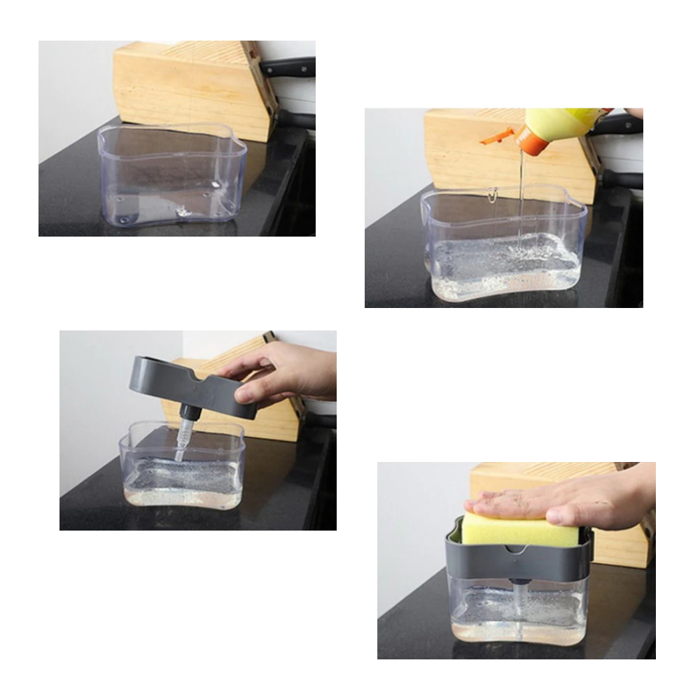 Distributeur de détergent de cuisine avec porte-éponge