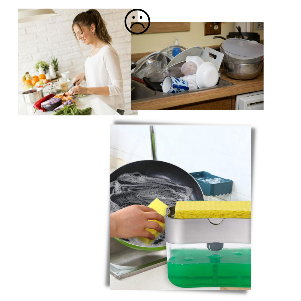 Distributeur de détergent de cuisine avec porte-éponge