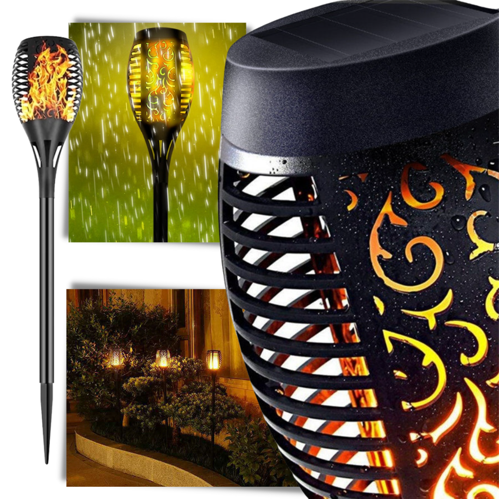 Lampe torche solaire à LED avec flamme