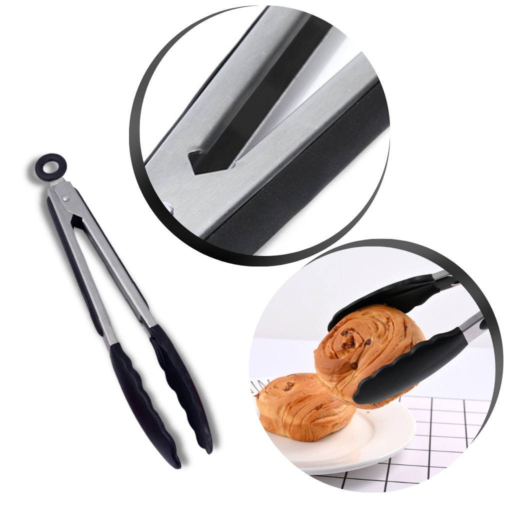 Pince de barbecue en acier inoxydable avec poignée en silicone