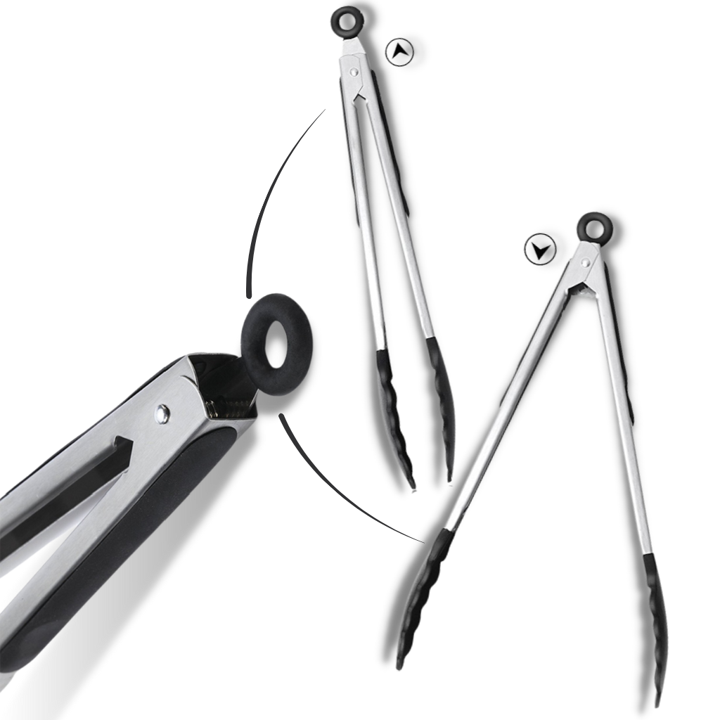 Pince de barbecue en acier inoxydable avec poignée en silicone