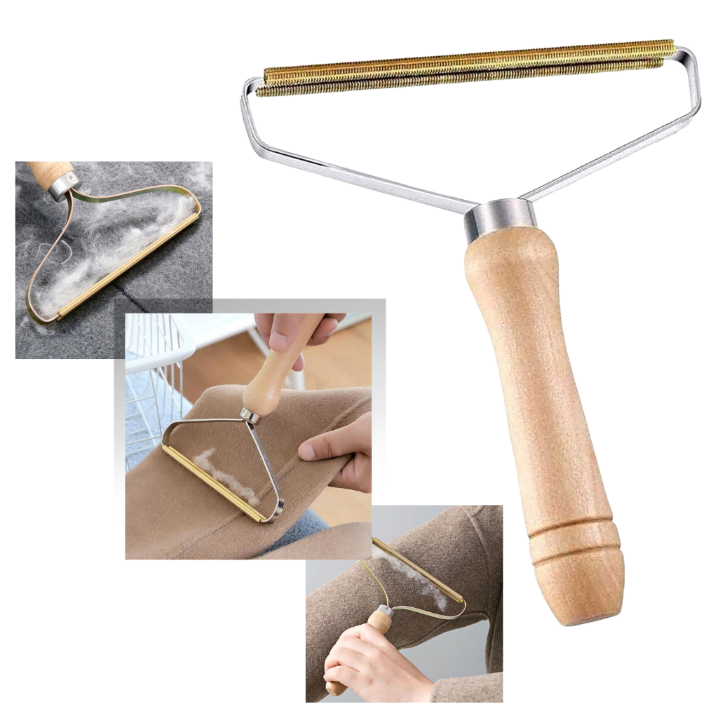 Brosse pour poils d'animaux en bois