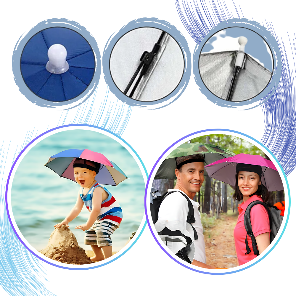 Chapeau parapluie ajustable mains libres