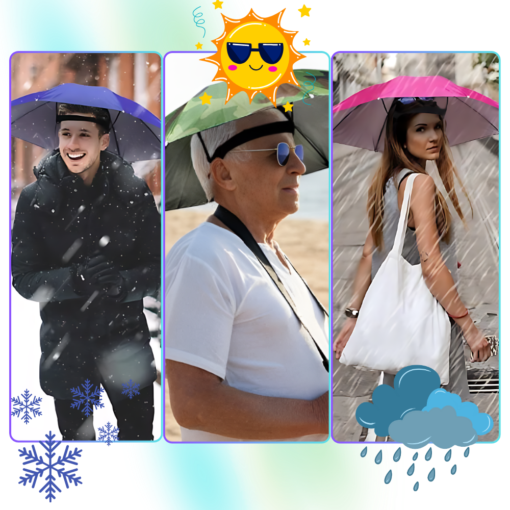 Chapeau parapluie ajustable mains libres