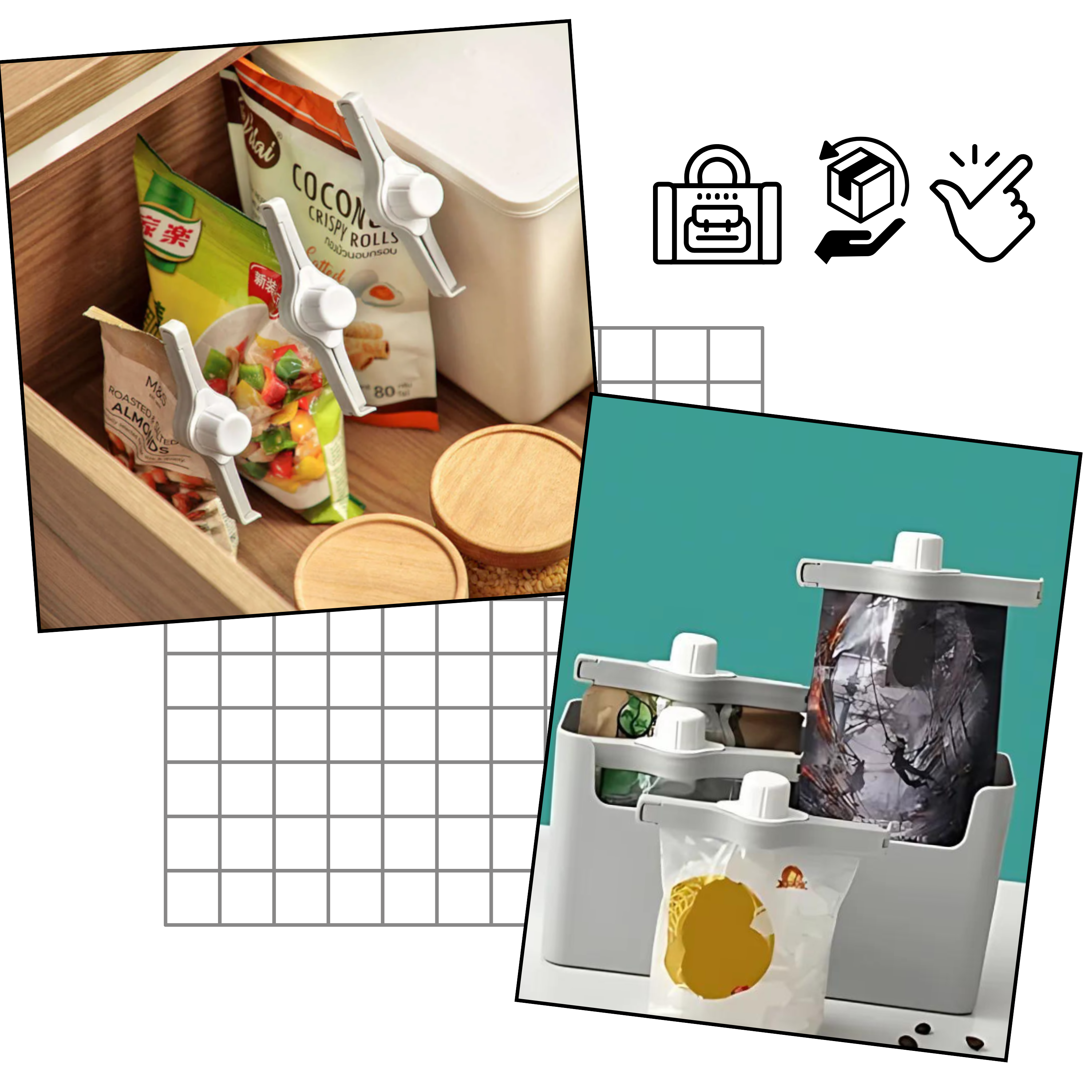 Pinces hermétiques pour sacs de chips