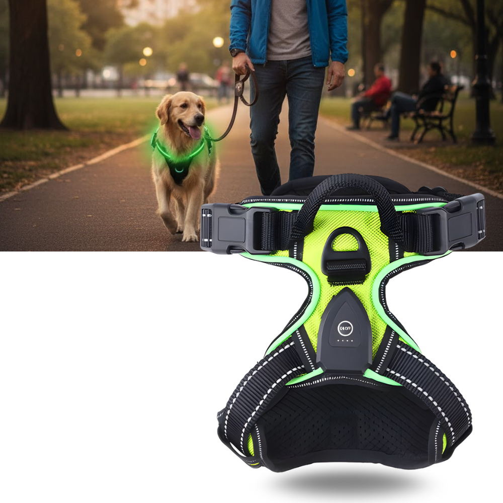 Harnais pour chien avec lumière LED clignotante