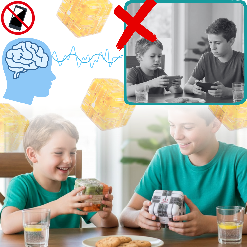 Cube labyrinthe Brain Builder puzzle 3D à bille