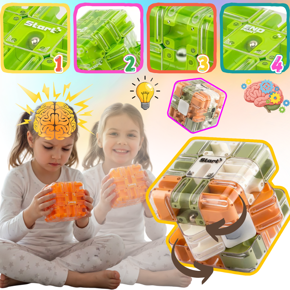 Cube labyrinthe Brain Builder puzzle 3D à bille