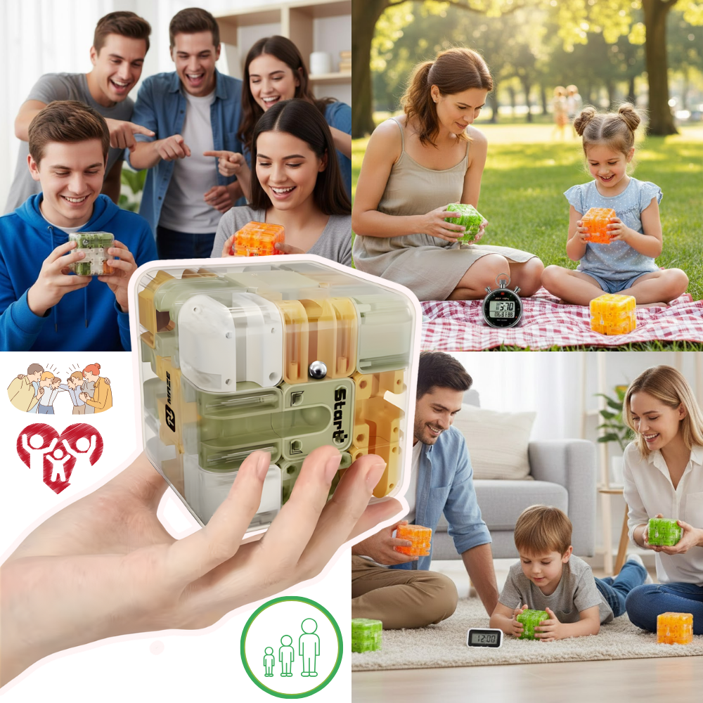 Cube labyrinthe Brain Builder puzzle 3D à bille