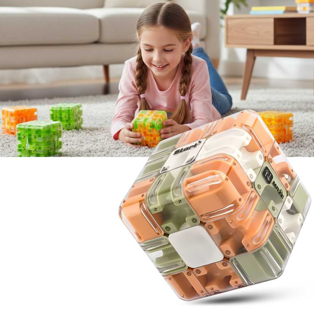 Cube labyrinthe Brain Builder puzzle 3D à bille
