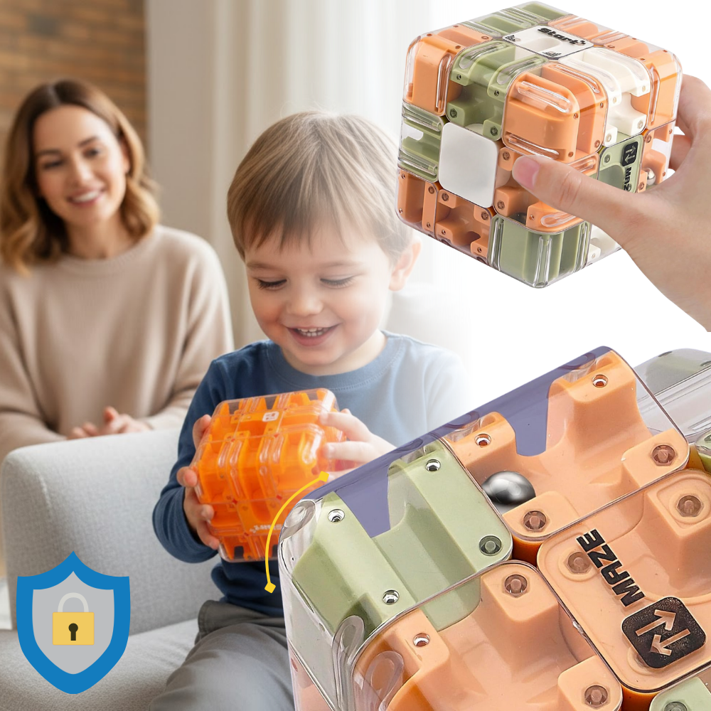 Cube labyrinthe Brain Builder puzzle 3D à bille