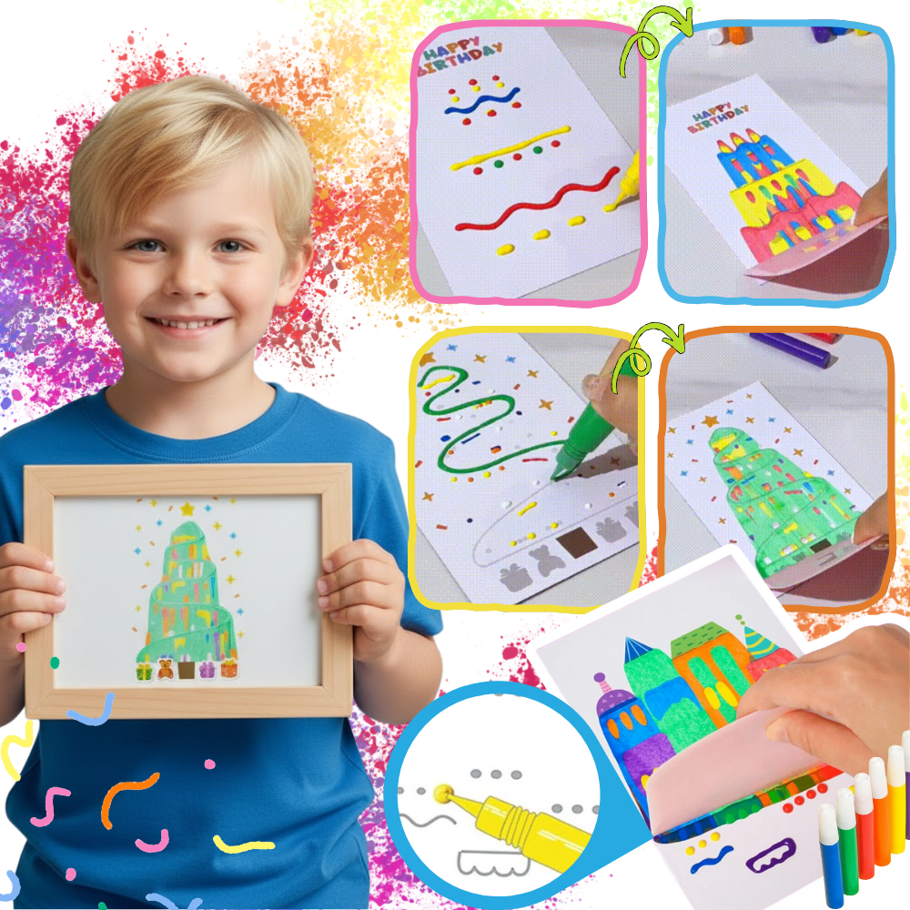 Kit peinture à pois et raclette pour enfants