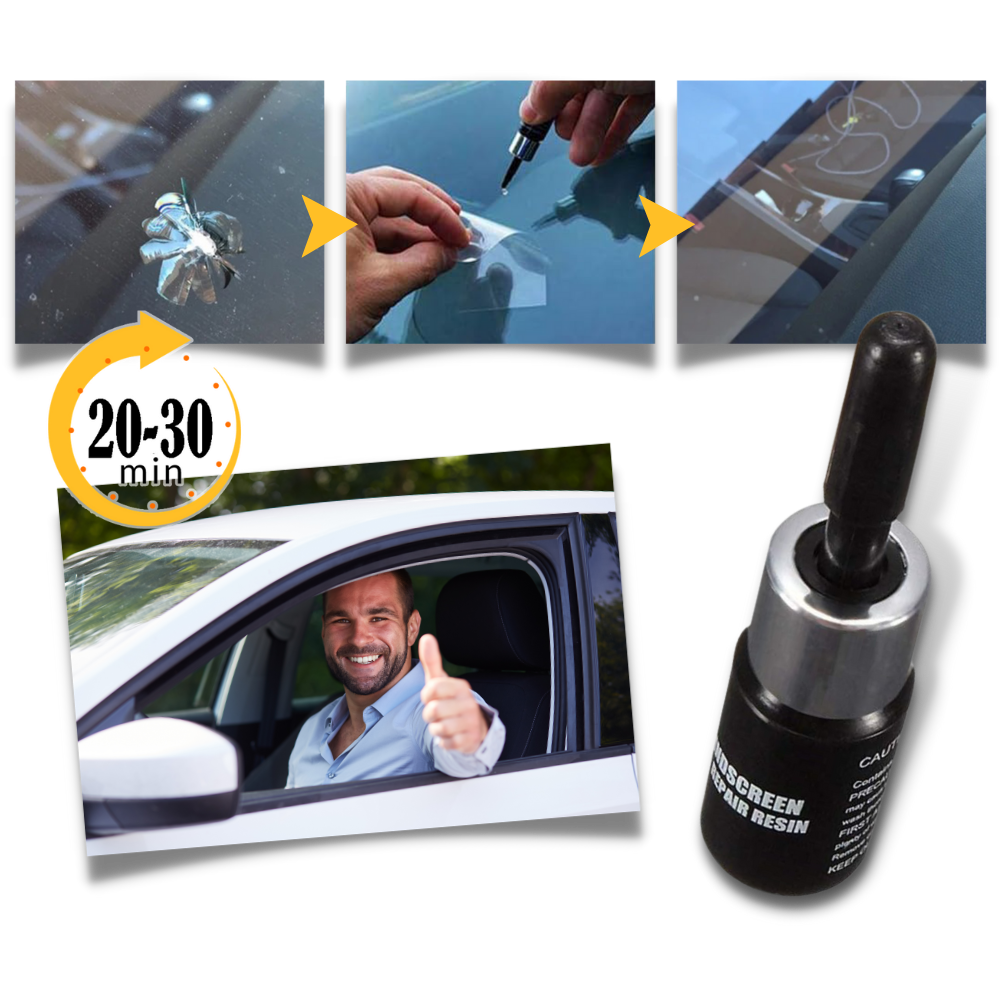 Kit fluide de réparation de vitres fissurées