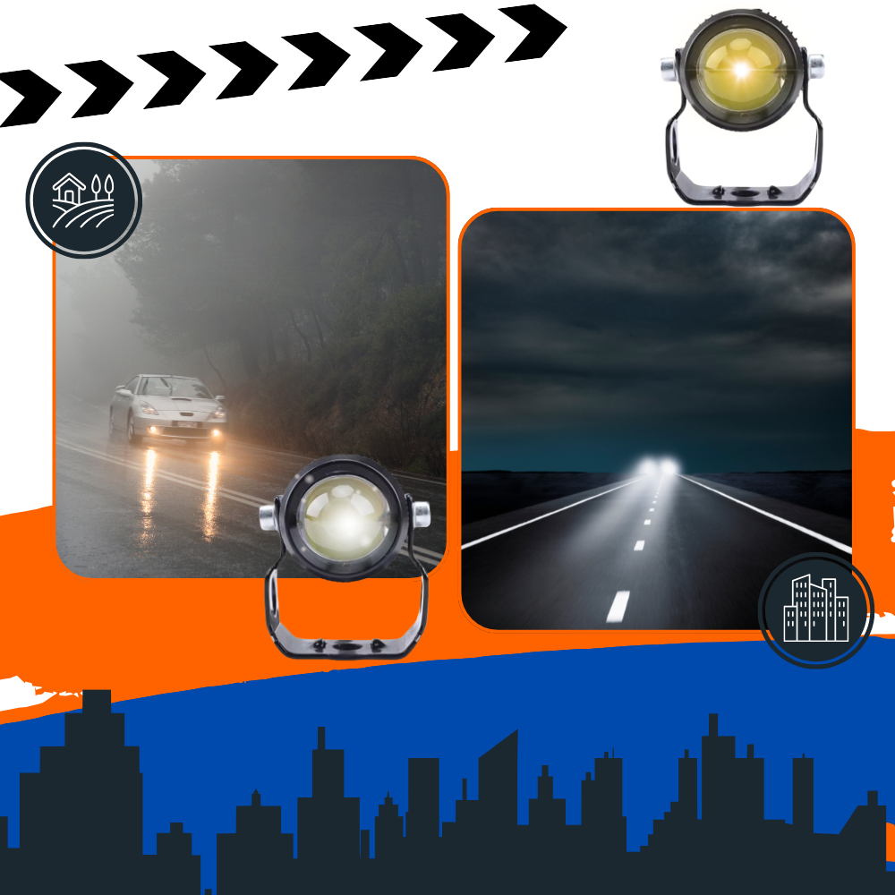 Phare avant double éclairage pour motos