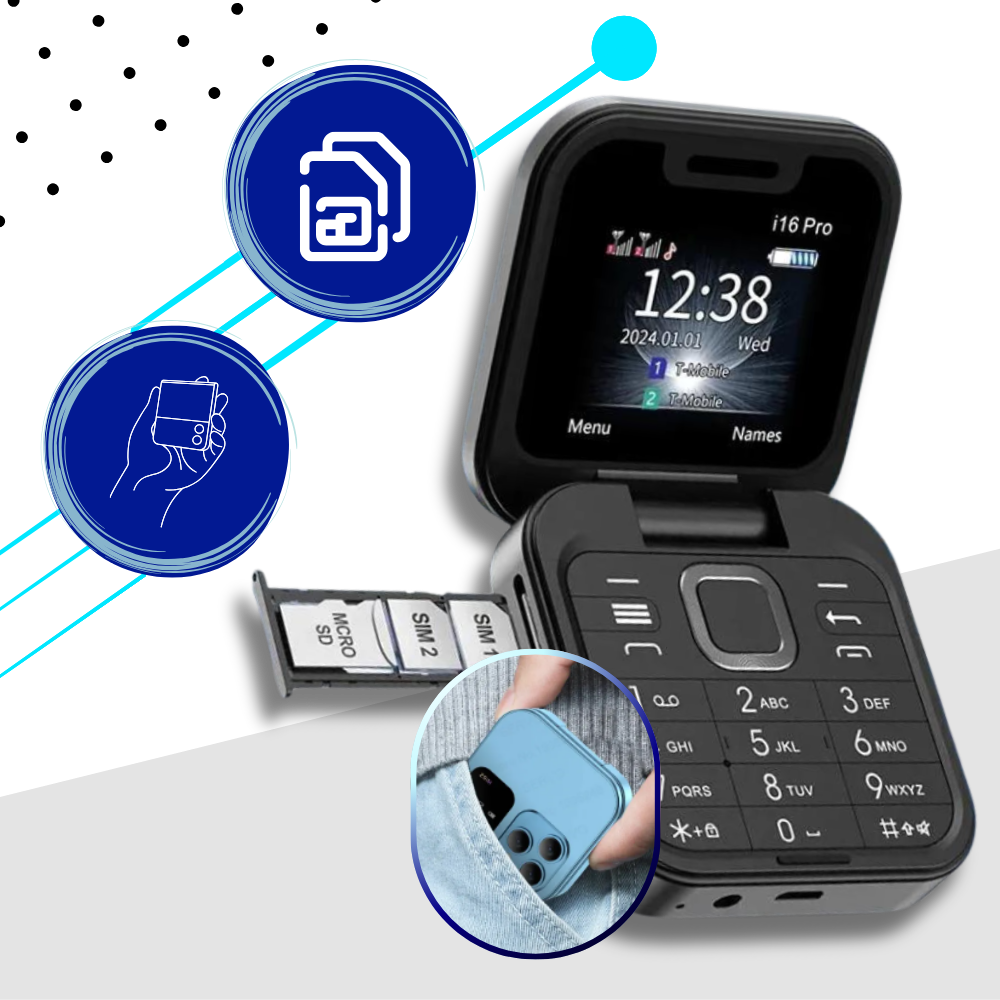 Téléphone portable pliable Dual Sim