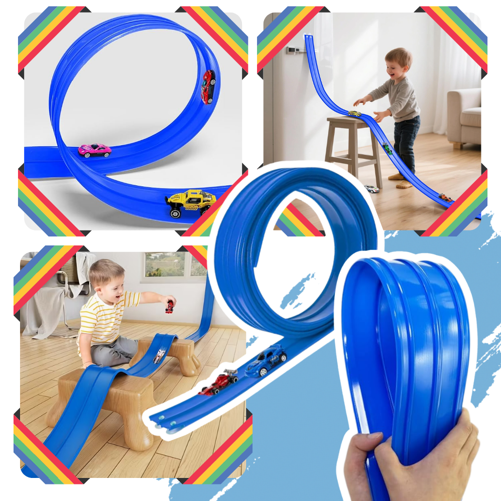 Circuit de course flexible à 2 voies jeu de voiture enfant