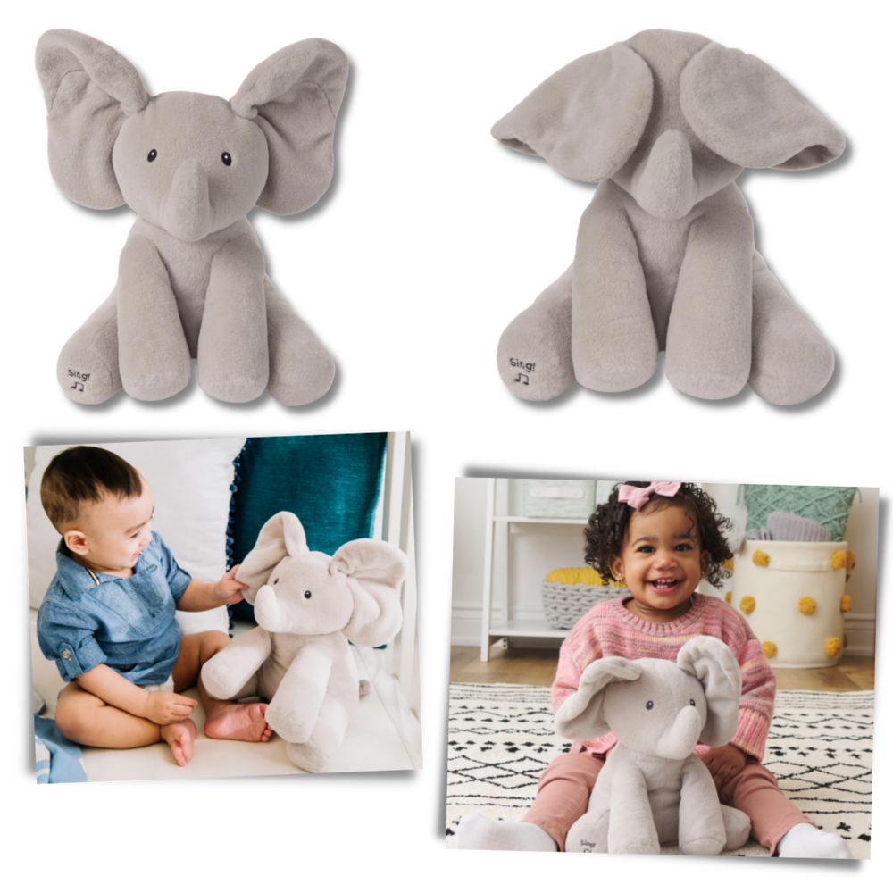 Peluche éléphant cache-cache interactif