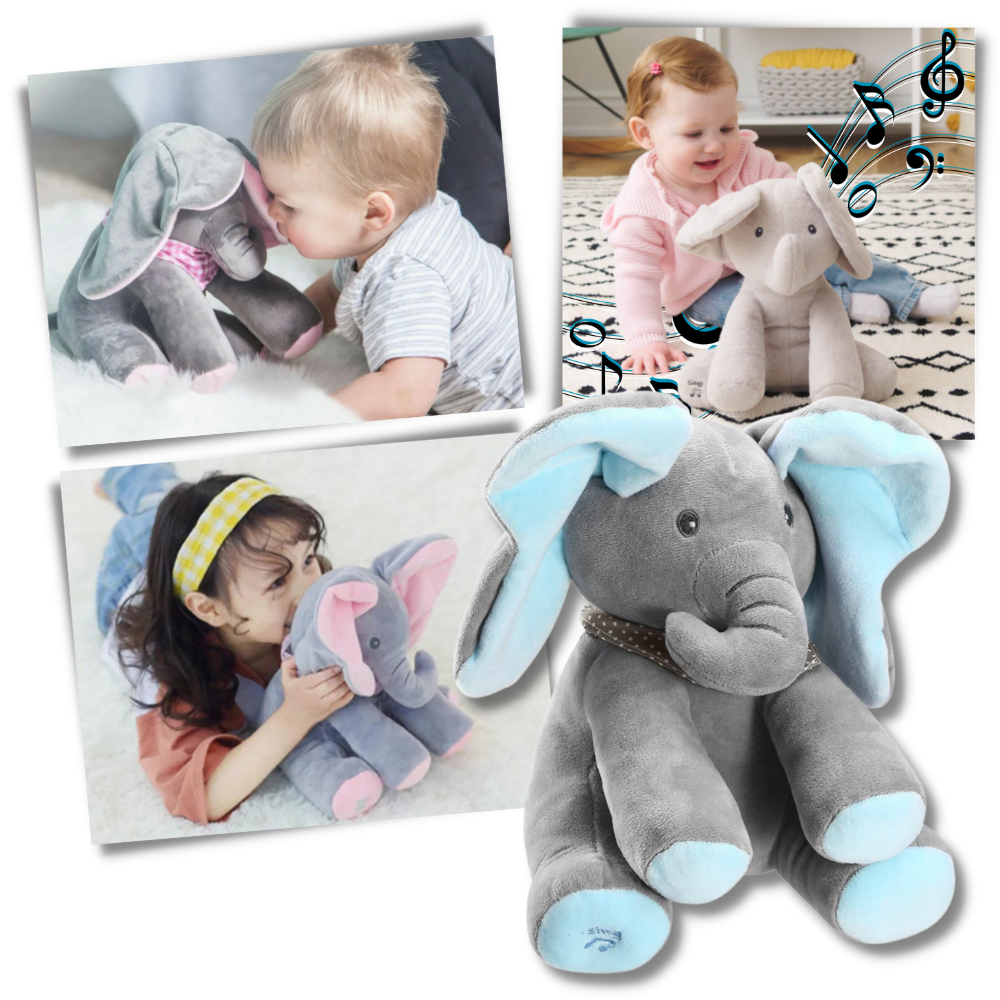 Peluche éléphant cache-cache interactif