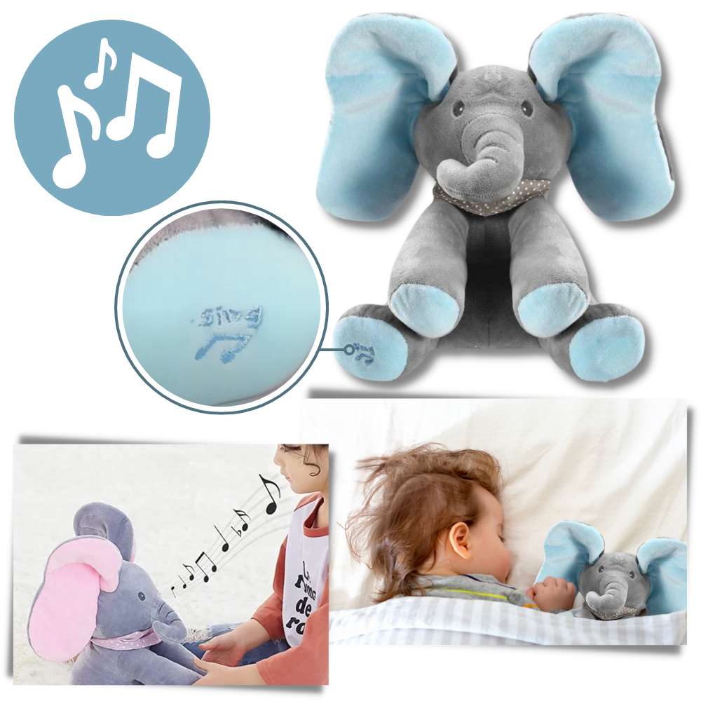 Peluche éléphant cache-cache interactif