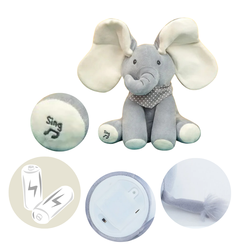 Peluche éléphant cache-cache interactif
