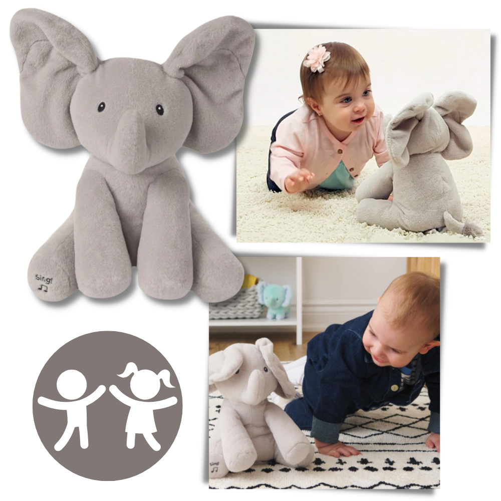 Peluche éléphant cache-cache interactif