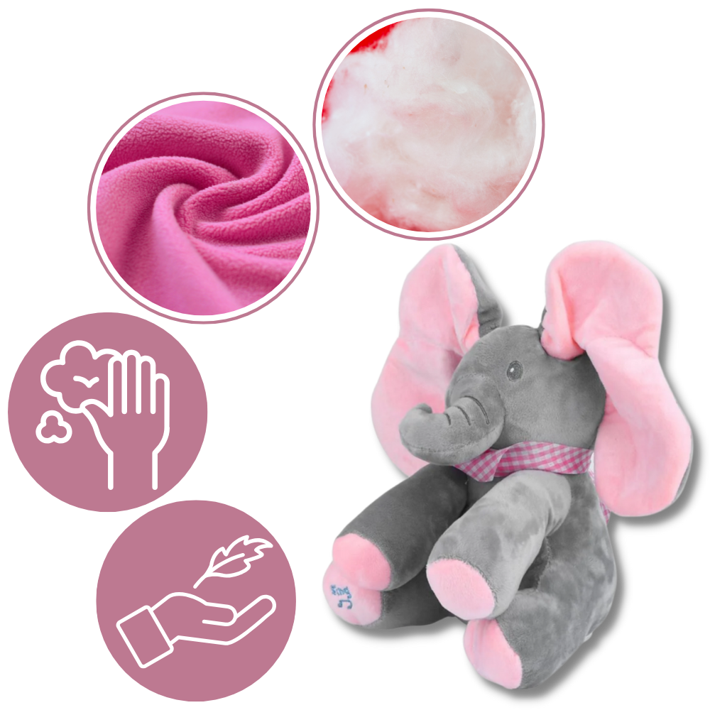 Peluche éléphant cache-cache interactif