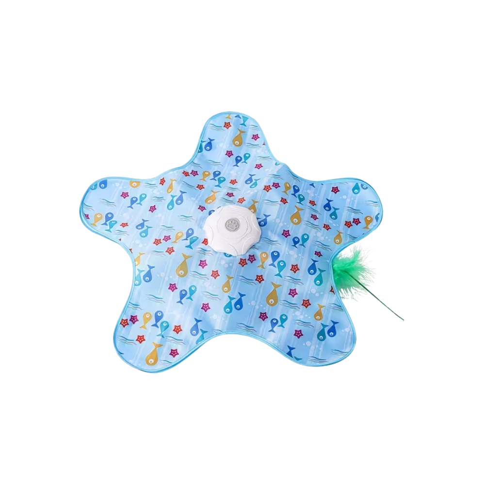 Jouet tapis interactif à plumes pour chatons en phase de dentition