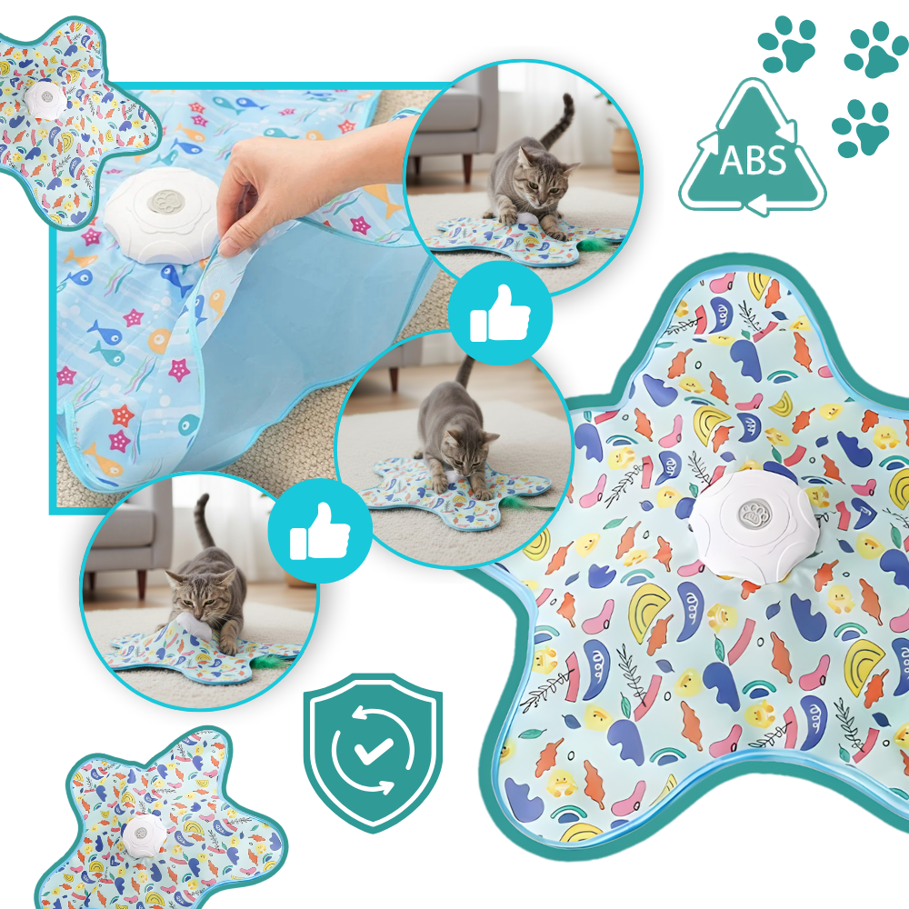 Jouet tapis interactif à plumes pour chatons en phase de dentition
