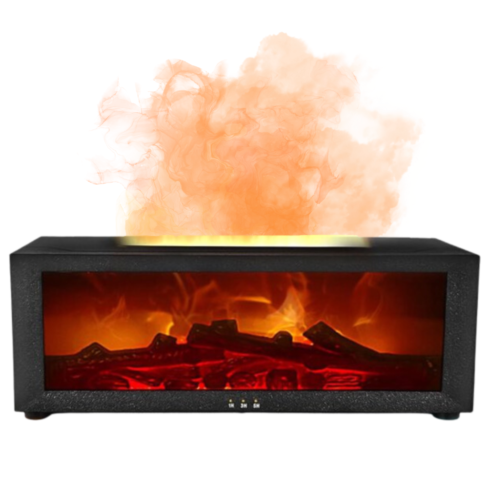 Diffuseur d'huiles essentielles avec simulation de cheminée LED