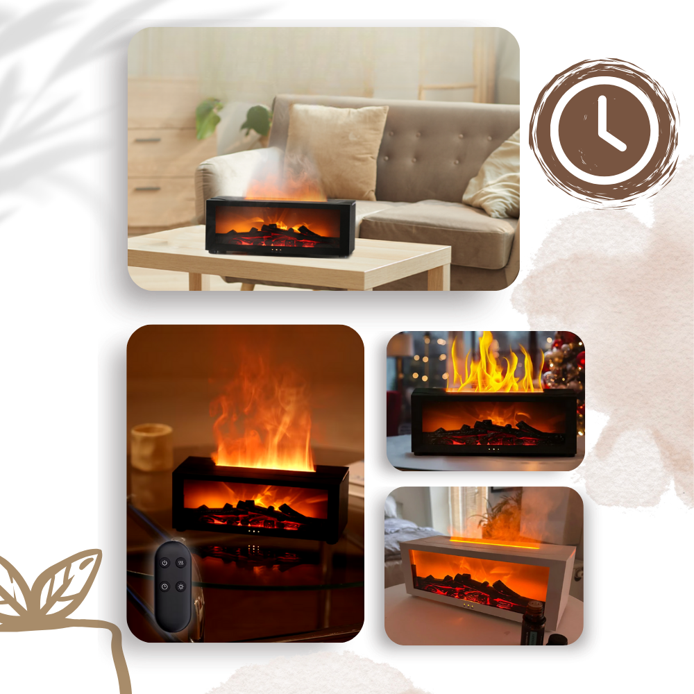 Diffuseur d'huiles essentielles avec simulation de cheminée LED