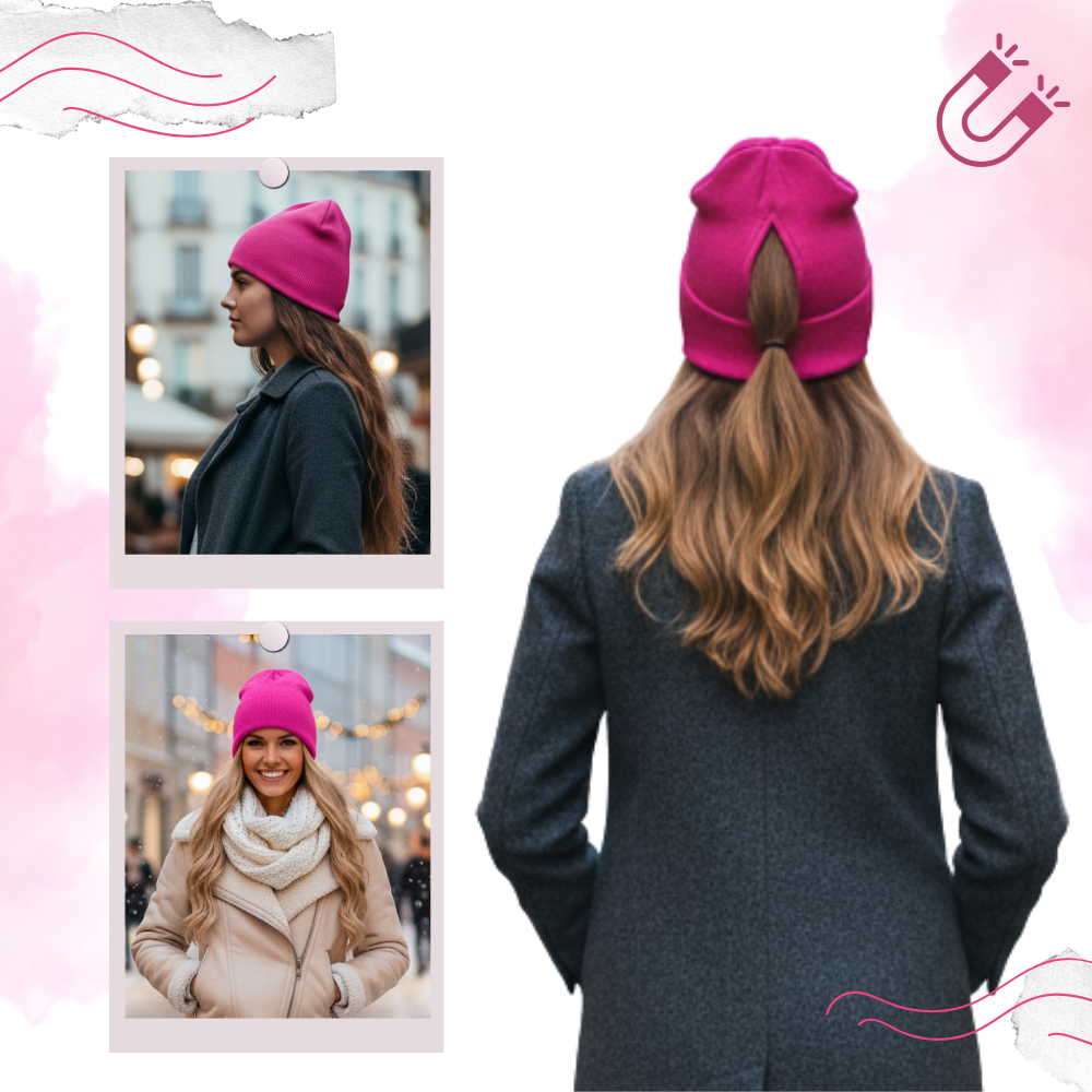 Bonnet femme ouverture magnétique pour queue de cheval