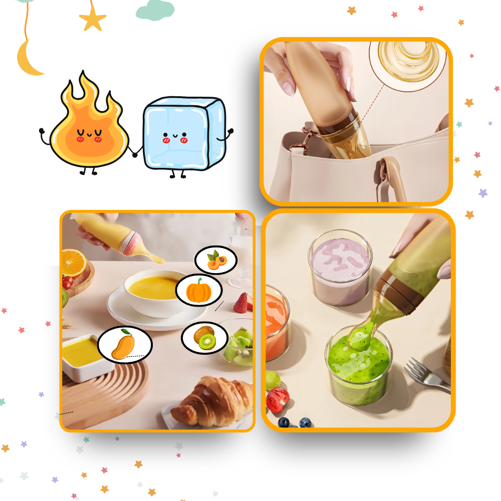 Biberons en silicone avec cuillère anti-débordement