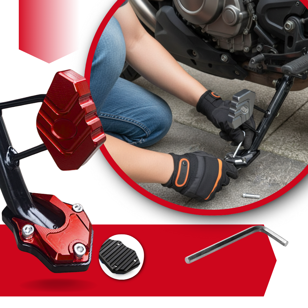 Support levier de béquille et plaque d'extension en alliage pour moto