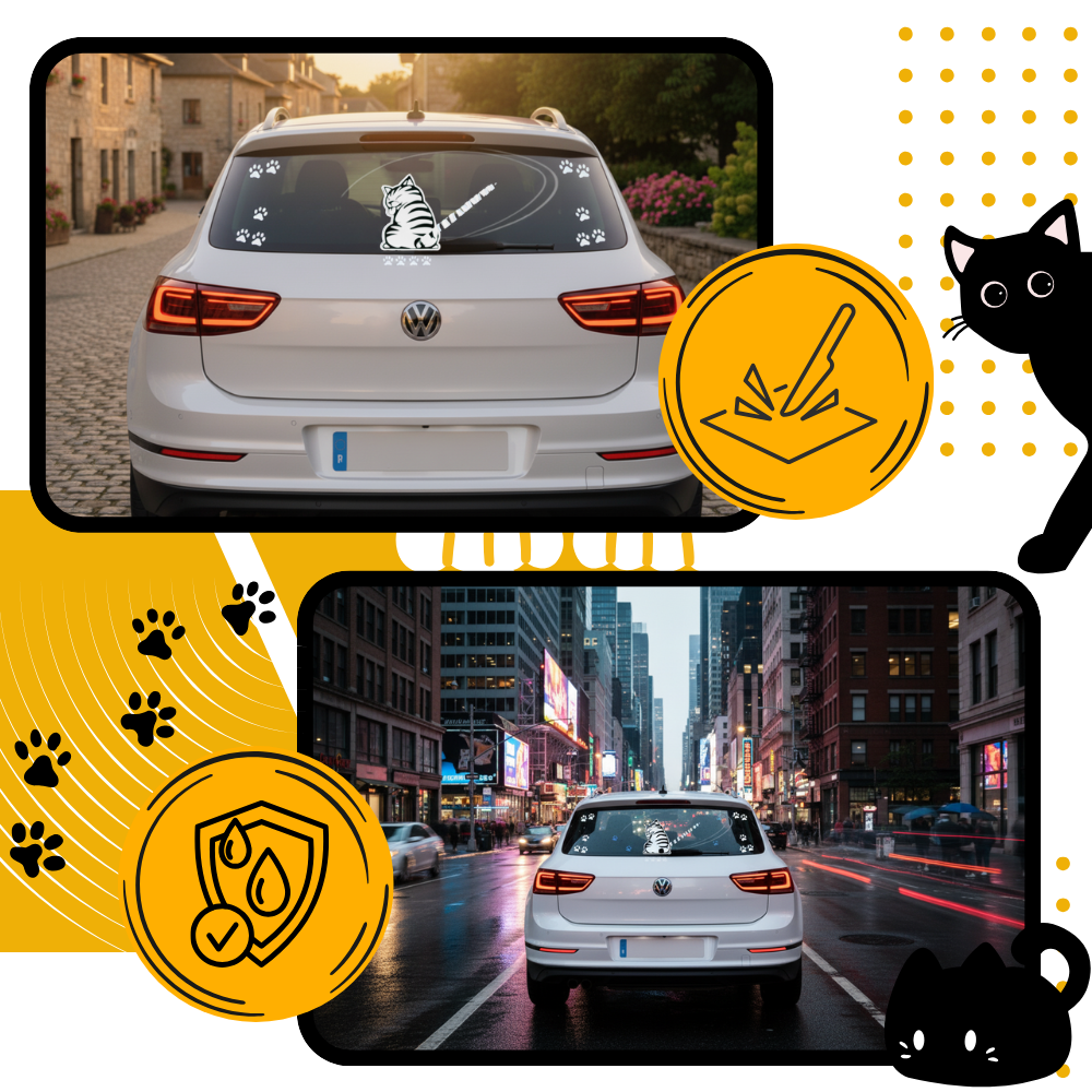 Autocollant pour essuie-glace chat espiègle