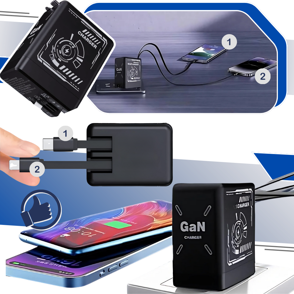 Chargeur mural double à câble rétractable