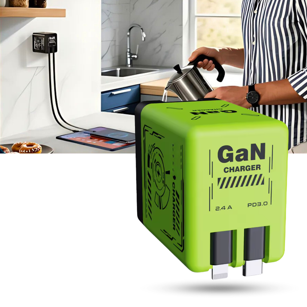 Chargeur mural double à câble rétractable