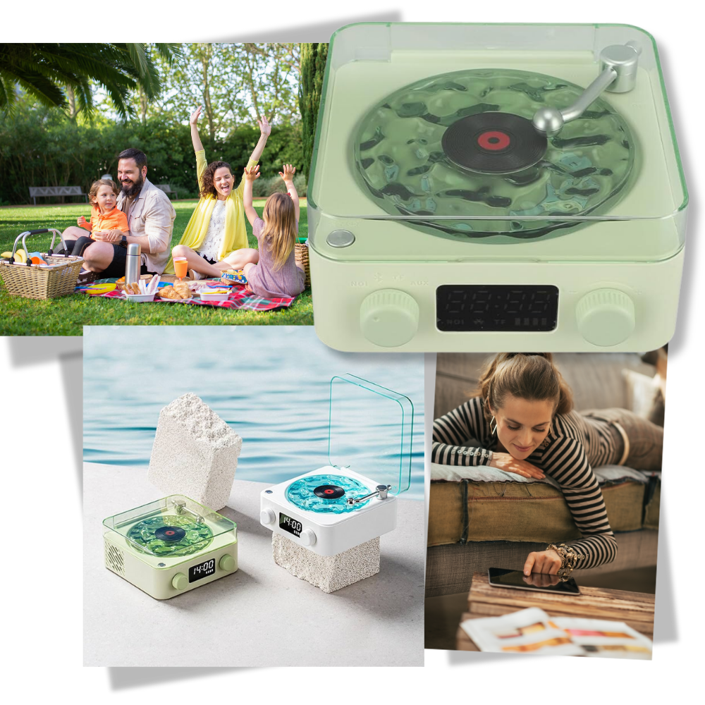 Lecteur vinyle avec effets visuels rétro