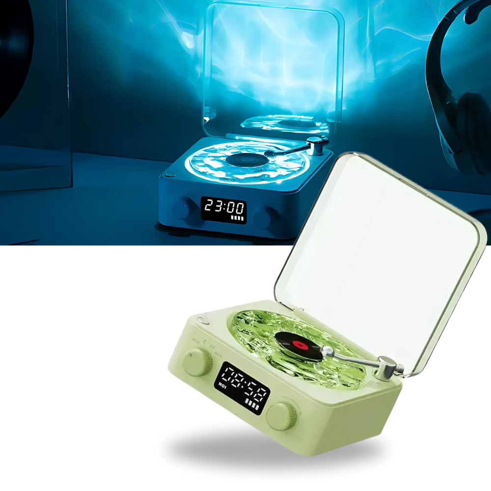 Lecteur vinyle avec effets visuels rétro