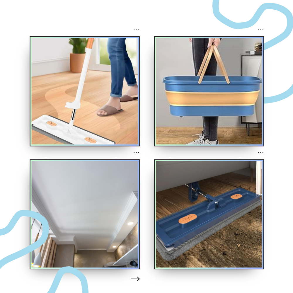 Balai plat à essorage automatique avec seau
