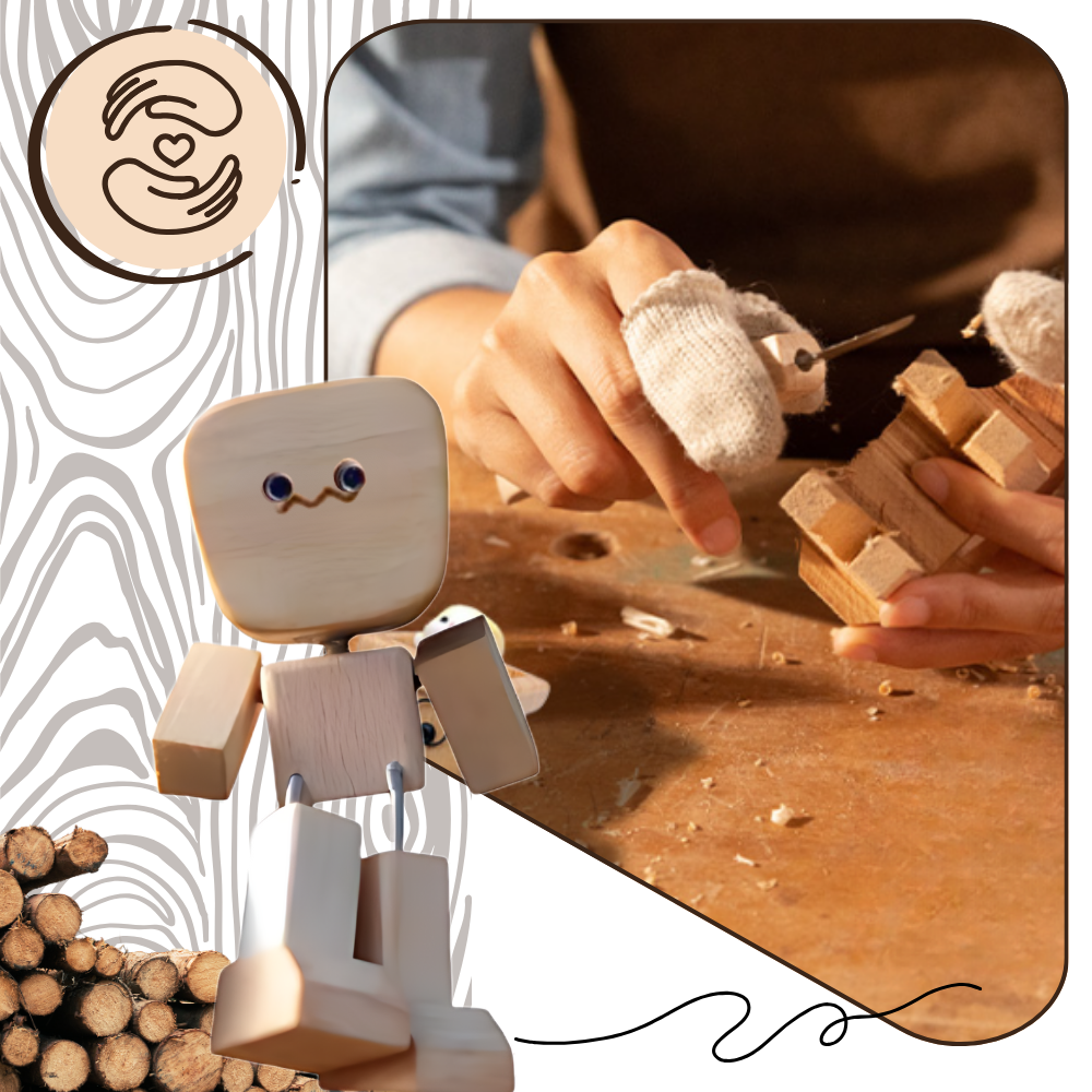 Figurine mobile d'homme en bois