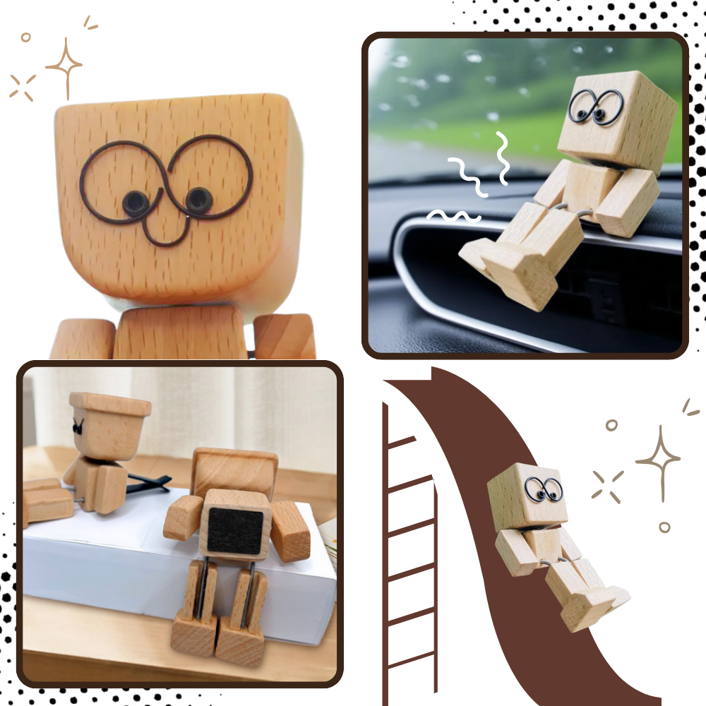 Figurine mobile d'homme en bois