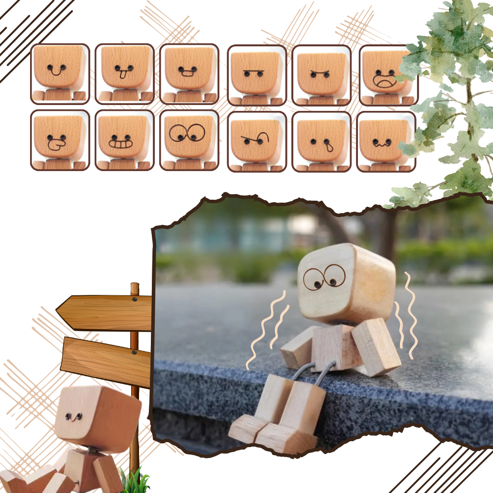 Figurine mobile d'homme en bois