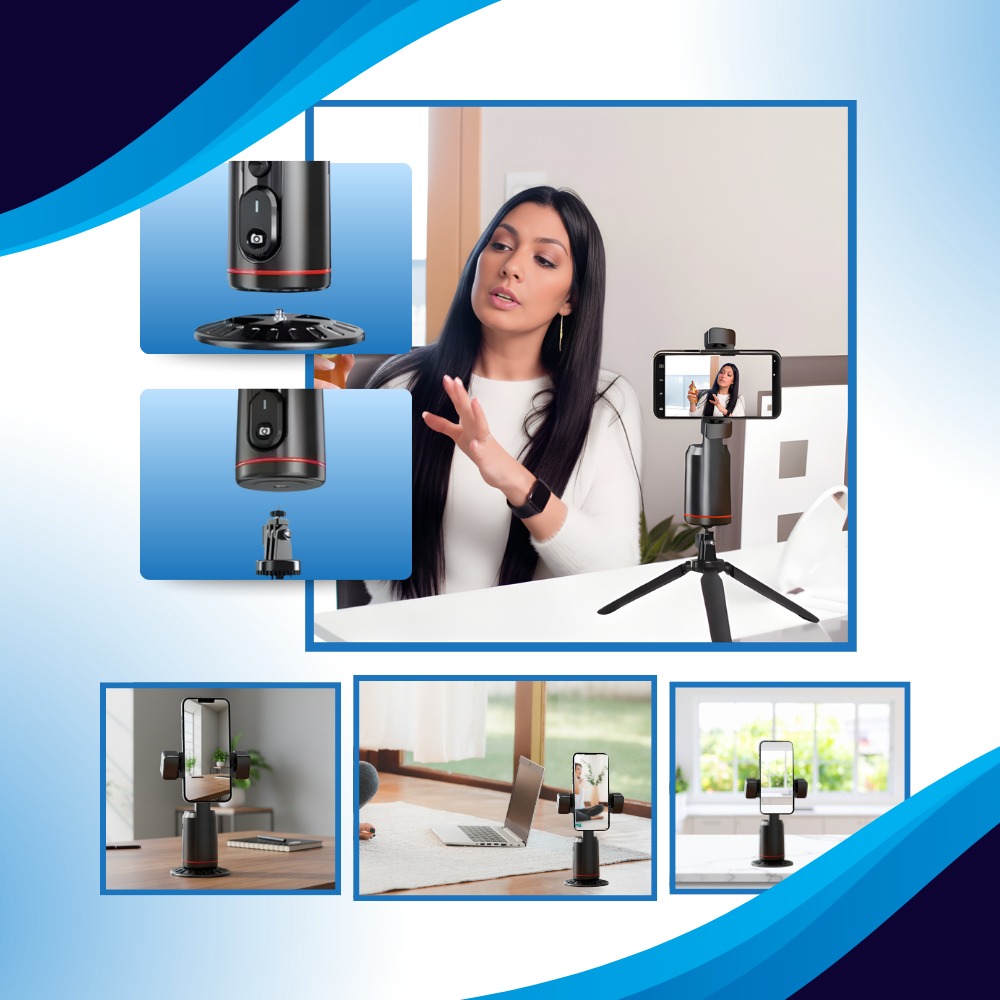 Support pour téléphone intelligent avec stabilisateur et suivi IA