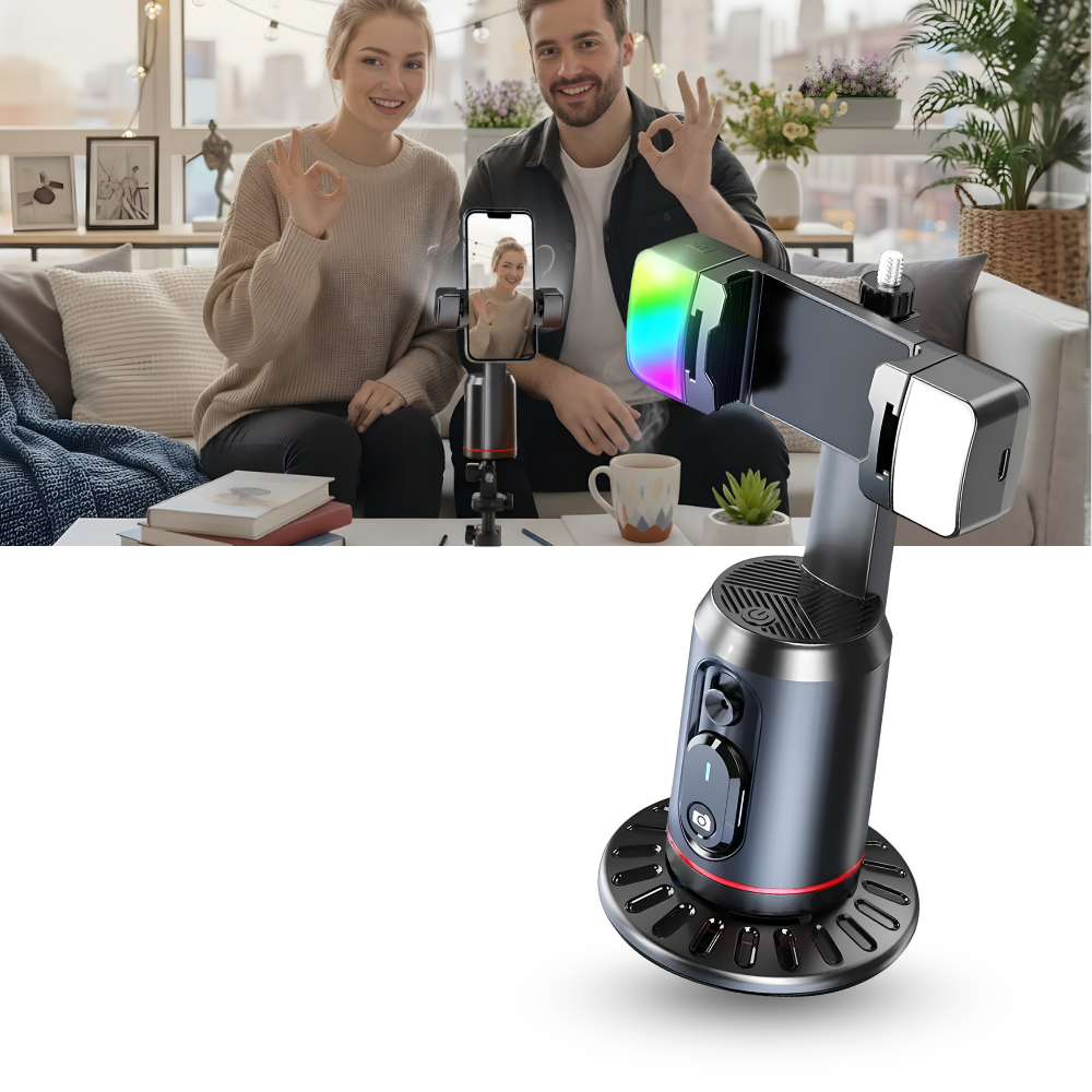 Support pour téléphone intelligent avec stabilisateur et suivi IA