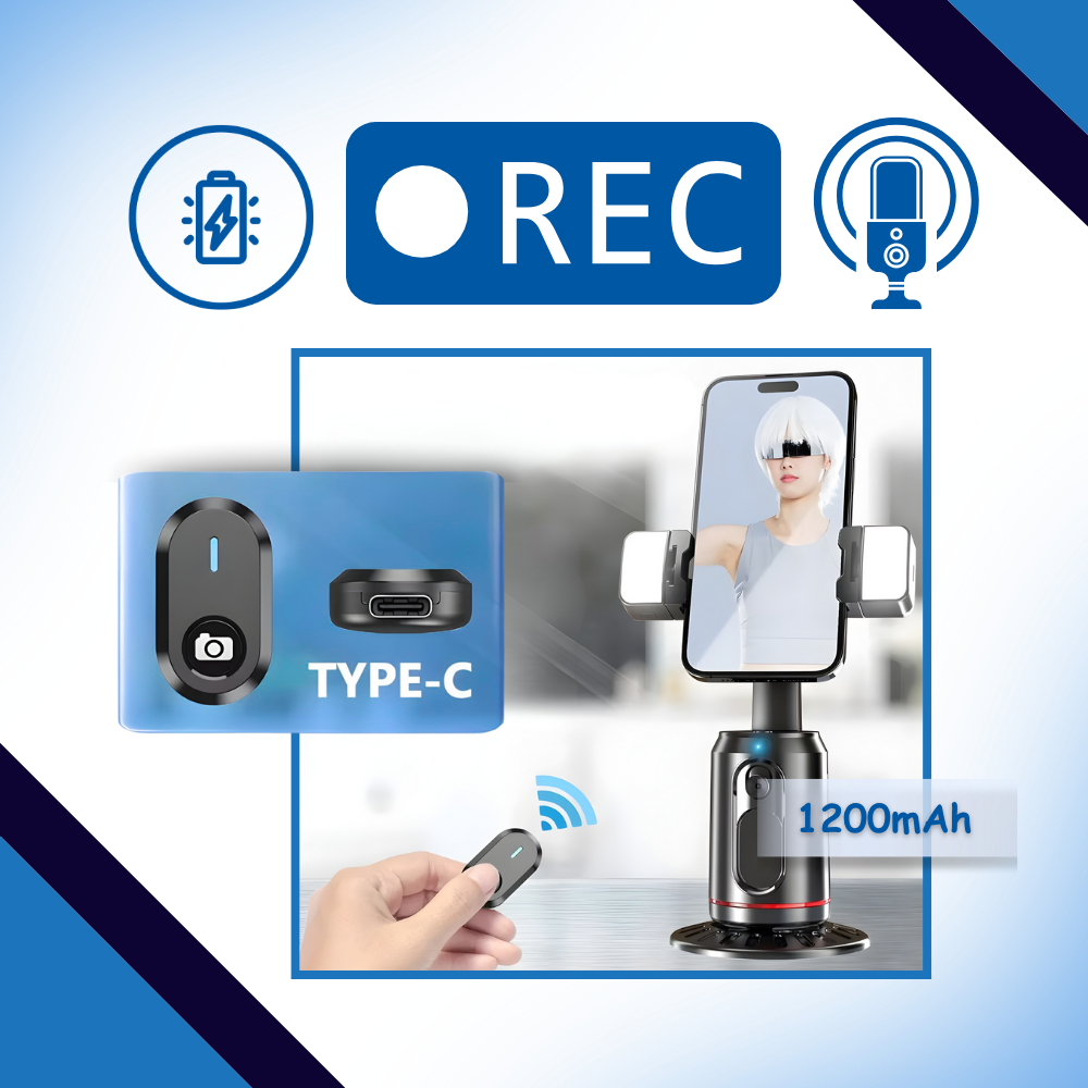 Support pour téléphone intelligent avec stabilisateur et suivi IA