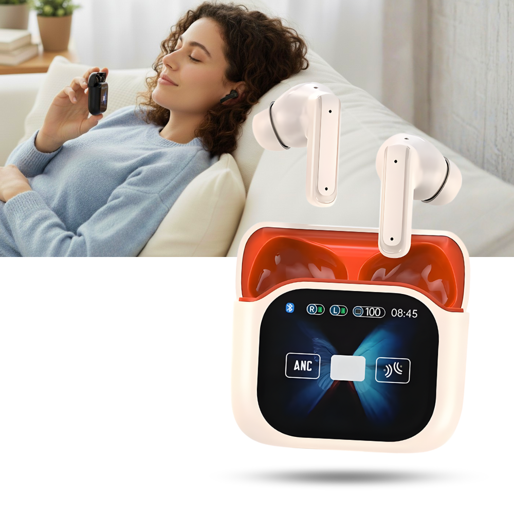Écouteurs bluetooth à réduction de bruit avec écran tactile