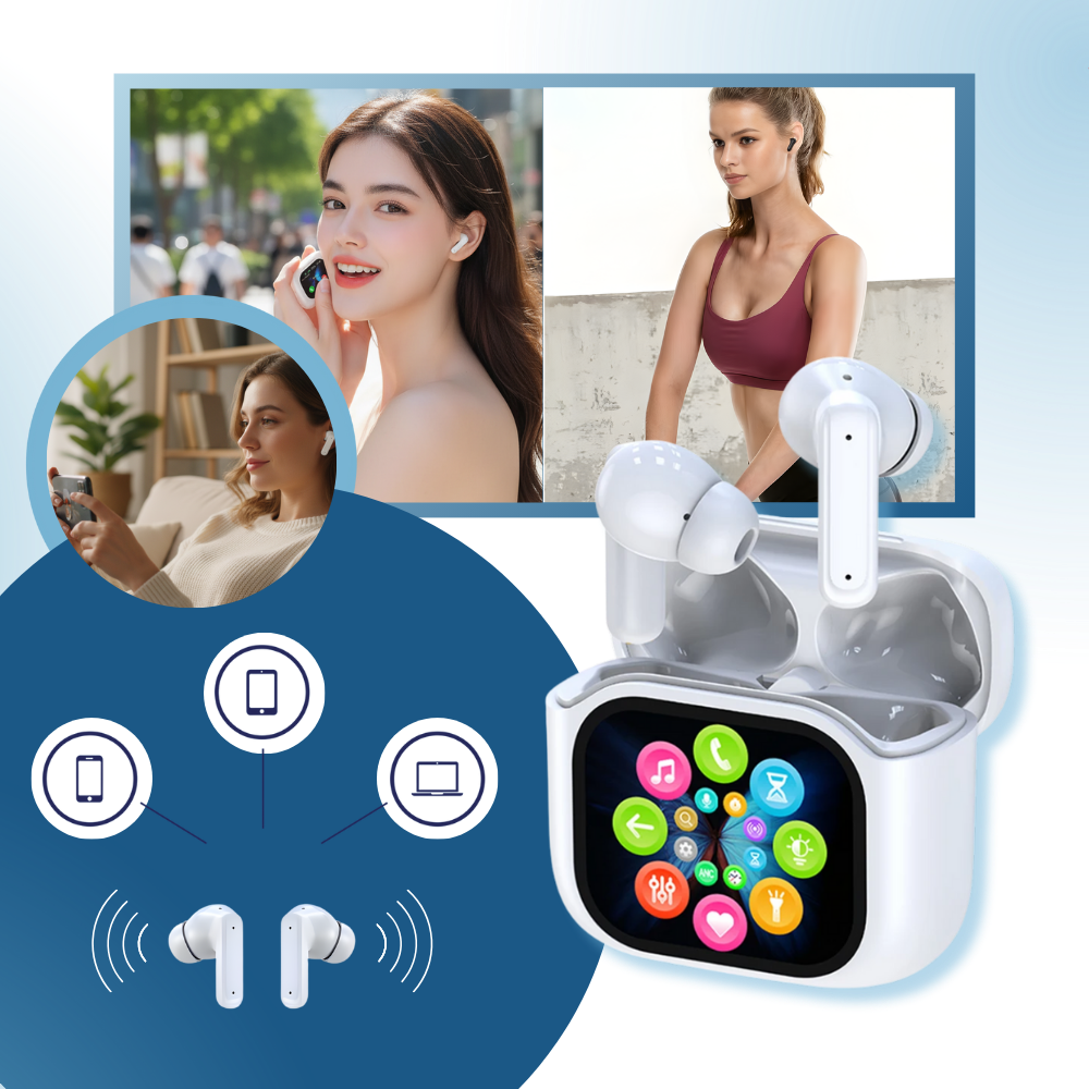 Écouteurs bluetooth à réduction de bruit avec écran tactile
