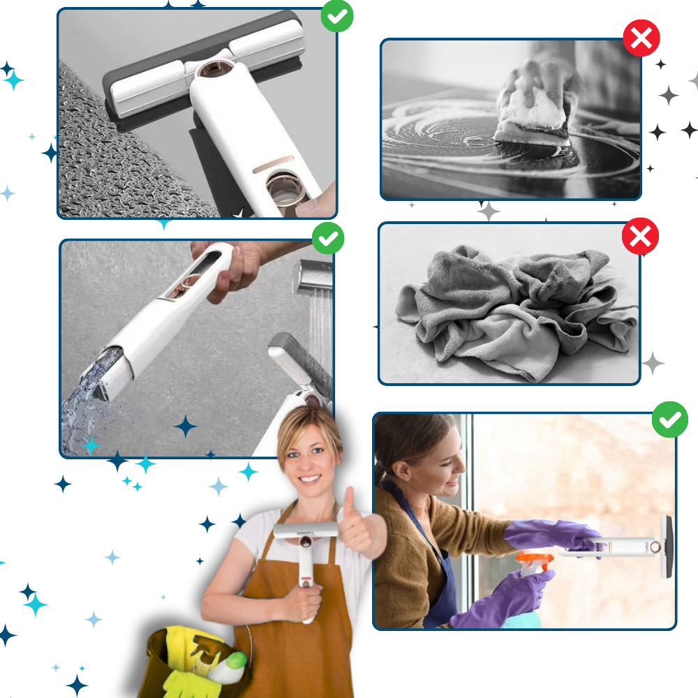 Vadrouille à tête pivotante et à essorage automatique