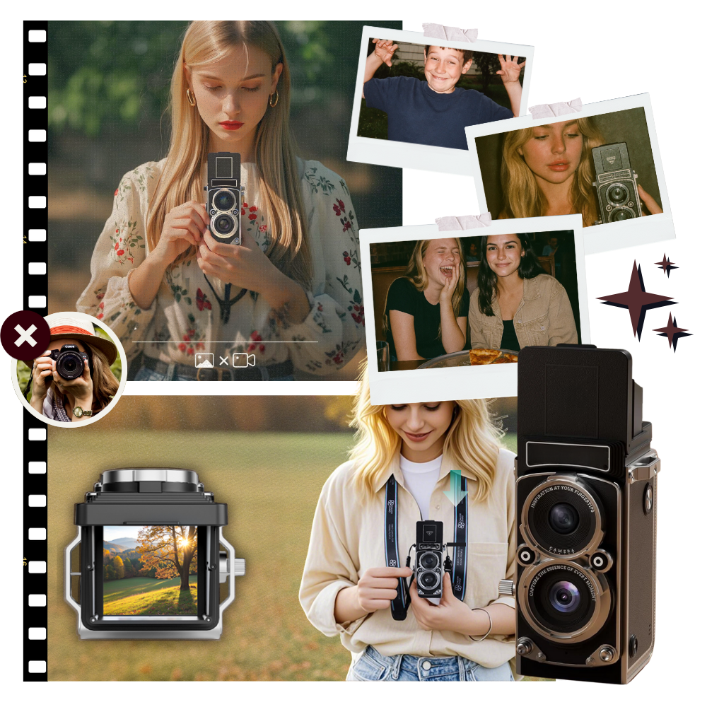 Appareil photo numérique TLR Vintage